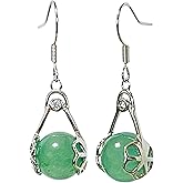 Natural Green Jade Dangle Earrings, Dainty Elegant Minimalist Style Jewelry for Women Girls