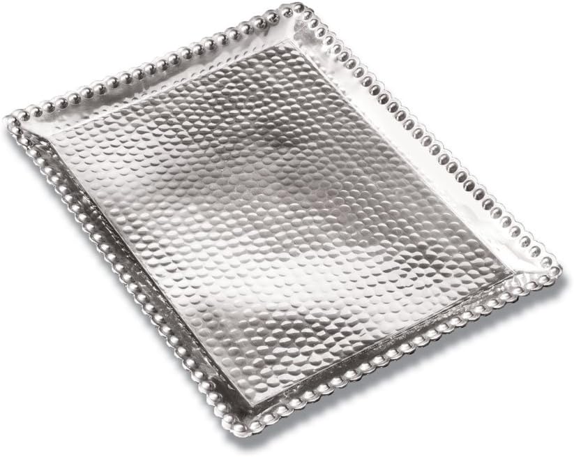 Aluminum Hammered Beaded Tray Platter