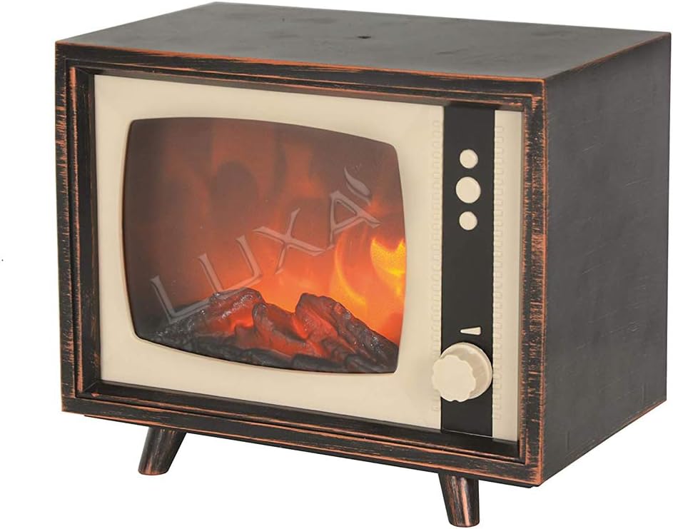 Luxa Retro TV Fire BatteryOperated Flame Effect Fireplace Light