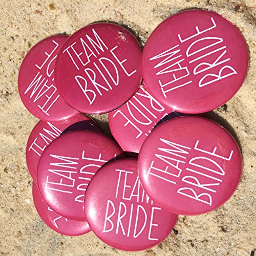 Team Bride Buttons in Hot Pink, Bachelorette Party Buttons, Pins, Bachelorette Party Favors, Cute Bachelorette Party Decorations, Pink or Fuschia, Team Bride, Set of 10