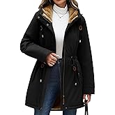 Yusongirl Parka Jacket Women Waterproof Fleece Lined Hooded Warm Winter Coat with Pockets for Daily Commute & Outdoor