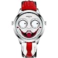 NIBOSI Watches for Men Analog Quartz Clown Dial Wrist Watches Unique Weird Fashion Cool Watch Waterproof Leather Strap Men's Watches