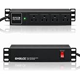 SMBLCE 10 inch Rack PDU, 1U Rackmount, 4 Rear Outlets with Surge Protection | 125V/15A,Rack Mount Power Strips for 10'' Mini Server Network Cabinets/Rack/Self, 16AWG 6.5ft Cable