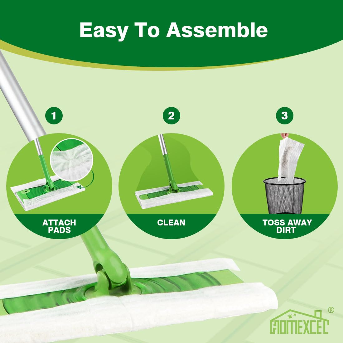 HOMEXCEL Dry Sweeping Cloths Pads Compatible with Swiffer Sweeper- Disposable Duster Refills Mop Pads for Floor Mopping and Cleaning, 64 Count
