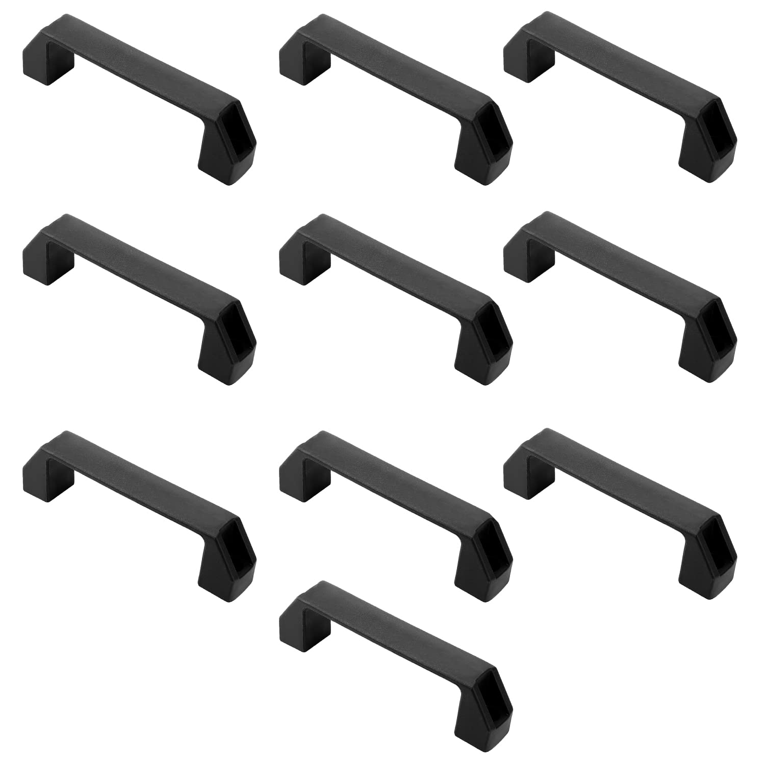MroMax 10Pcs Pull Handle 150mm Hole Distance Plastic for Household Cabinet Cupboard Drawer Door Black