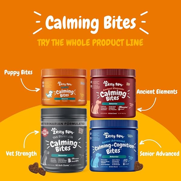 ZESTY PAWS CALMING CHEWS FOR DOGS – FOR EVERYDAY STRESS, RELAXATION, COMPOSURE, AND SEPARATION TURKEY 90 COUNT