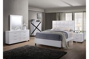 GTU Furniture Contemporary Styling White 4Pc Queen Bedroom Set(Q/D/M/N)