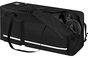 ORKELS Large Stroller Travel Bag for Standard, Single, Double & Jogger Strollers, Durable Storage Bag with Padded Handles & Shoulder Strap for Airplane Gate Check – Black