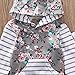 Baby Girl 2pcs Set Outfit Flower Print Hoodies with Pocket Top+Striped Long Pants (2-3T, A#-Grey)