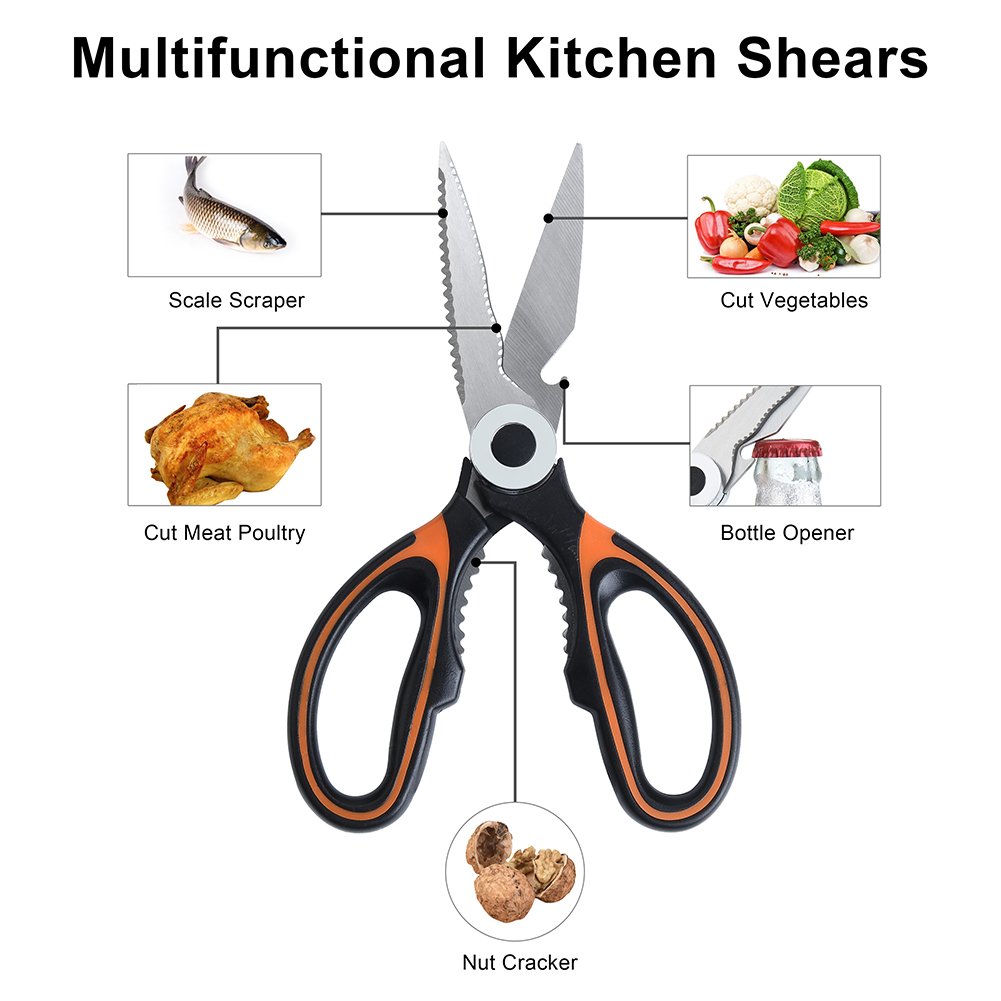 Kitchen Shears Heavy Duty, Ultra Sharp Multi-Purpose Kitchen Scissors for Poultry Meat Fish Herbs and Vegetables