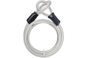 Dokpav 12mm Bike Security Steel Cable, 1.2m Long Commercial Security Cable, Heavy-Duty Bike Lock Cable with Double Loops for 