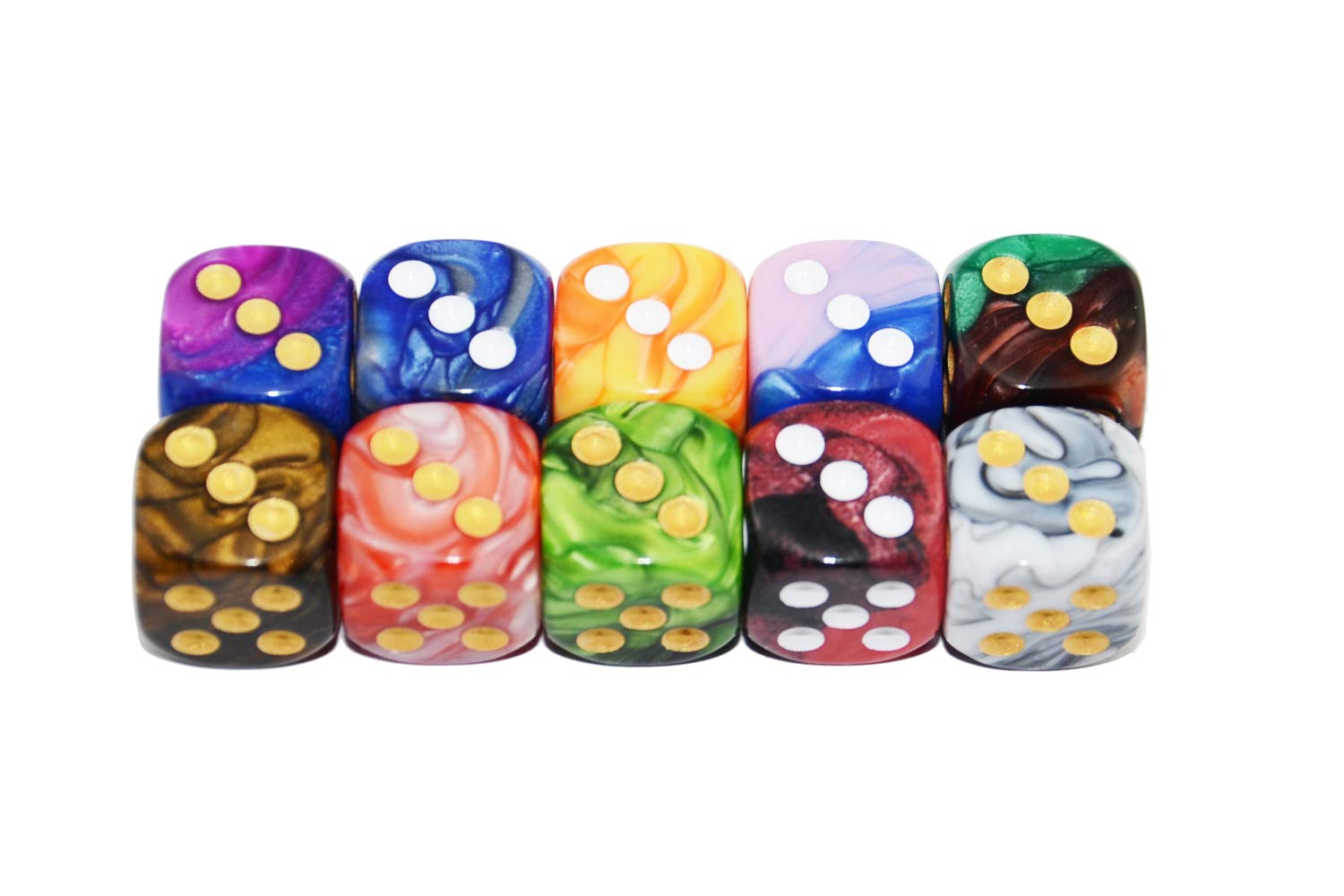 StarMall 16mm 10-Pack Two Color 6 Sided Dice D6 Polyhedral Dice