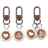 3PCS Cute Coffee Cup Keychains with Heart Cartoon Coffee Kawaii Key Chains Backpack Purse Brown Keychain Accessories Bag Charm for Handbags Tote Bags Aesthetic Key Chain Phone Case Charm for Couple