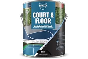DYCO PAINTS DYCO Court & Floor Anti-Slip Coating - Slip-Resistant Pavement, Cement & Concrete Paint for Pickleball, Tennis & Basketball Courts, Exceeds ADA Standards for Safety Areas (Black, 1 Gallon)