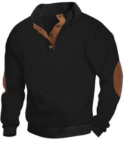 Men Long Sleeve Shirts Casual Mock Neck Button Down Sweatshirts