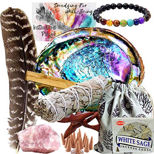 Smudge Kit Spiritual Set, Large Abalone Shell, Complete Sage Smudge