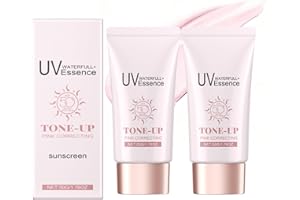Waterfull Essence Sunscreen, Lightweight Sunscreen with BROAD SPECTRUM SPF 50+ Tone-up pink correcting for all Skin Types, Ko