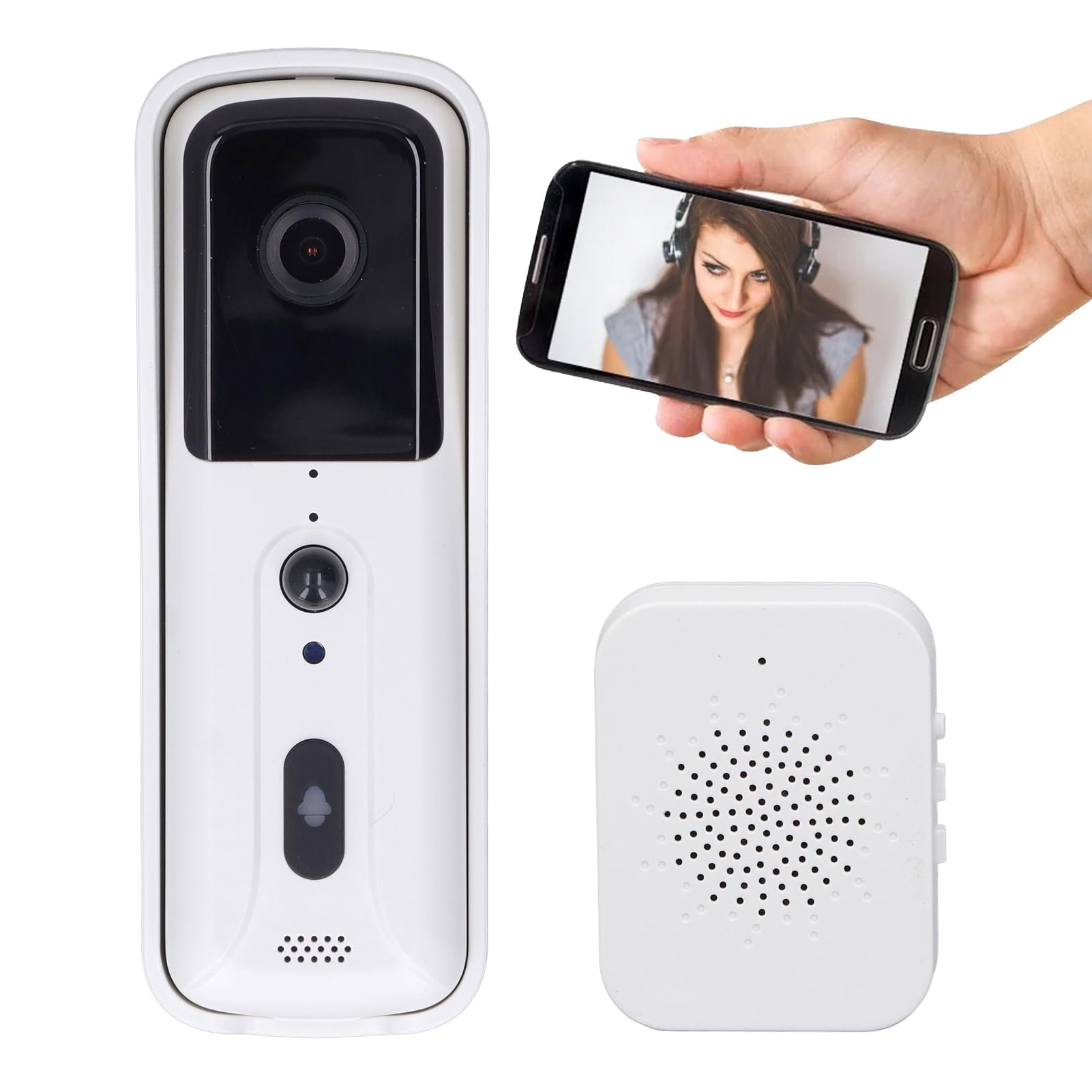 Yunir WIFI Video Doorbell, Wireless 1080P Security Night Vision Camera with APP and Ring Chime, Motion Detection Wide Angle Lens for Home Surveillance