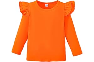 ZFZDRen 12M-14Y Toddler Baby Girls T Shirt Solid Color Blouse Ruffle Top Cotton Casual Tees Plain Shirt