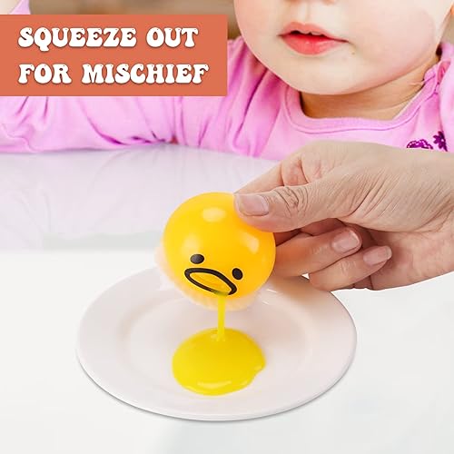Vomiting Egg Stress Ball, Round Vomiting Yolk Egg, The Puking Stress Egg Include Slime, Novelty Stress Relief Squeeze Toys, Vent Stress Tricky Game Relief Toys