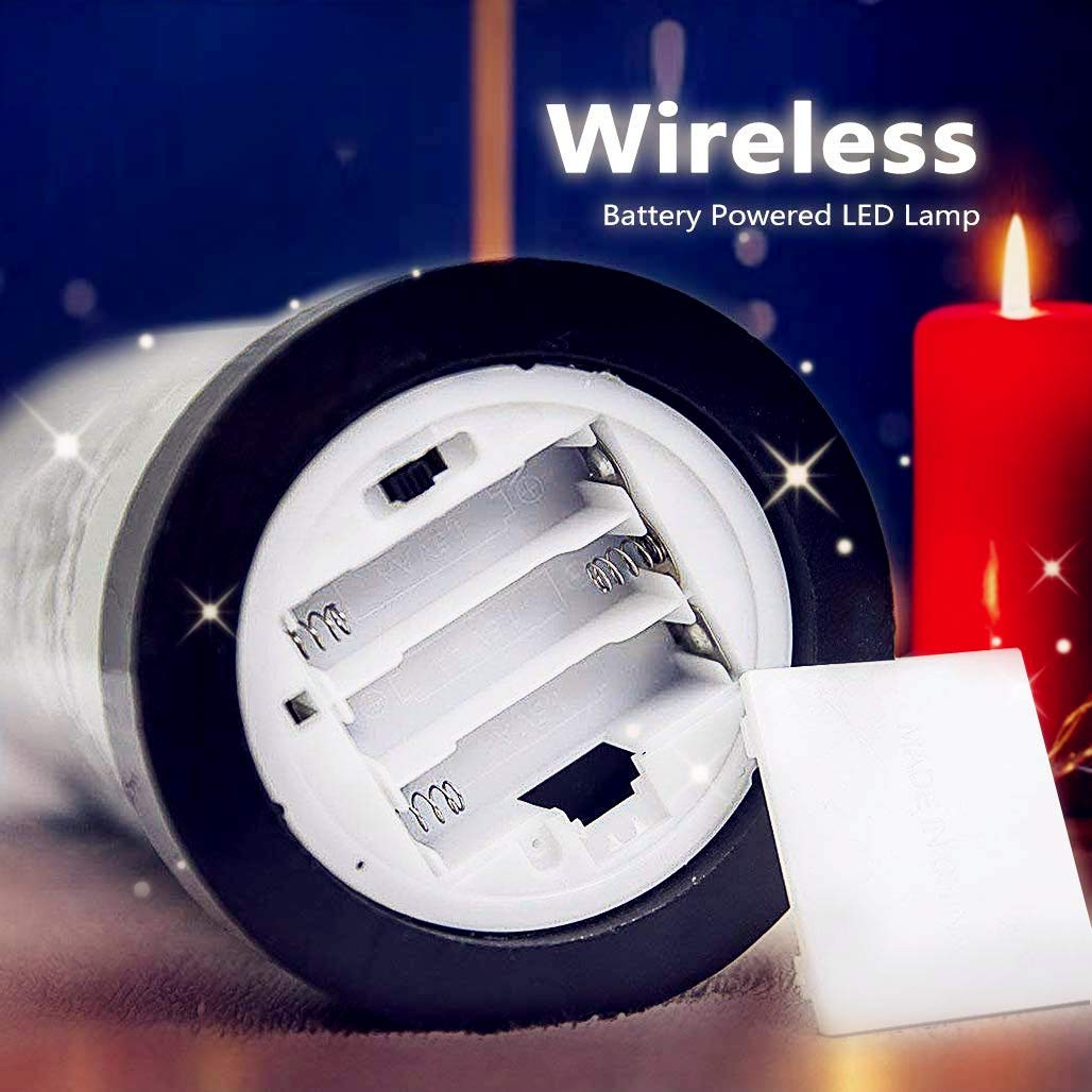 Christmas Light Battery Powered Glass Cylinder Lamp Bedside Table Lamp Coffee Table Decor Mood Light Night Lamp for Bedroom Living Room Kitchen Nursery Children’s Room