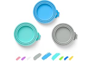 WePet Pet Food Can Covers, Silicone Lids, BPA Free, Dishwasher Safe, Fit Most Standard Size Canned Cat and Dog Food, 3oz/5.5oz/12.5oz/13.2oz, Cool Grey/Sky Blue/Hunt Green
