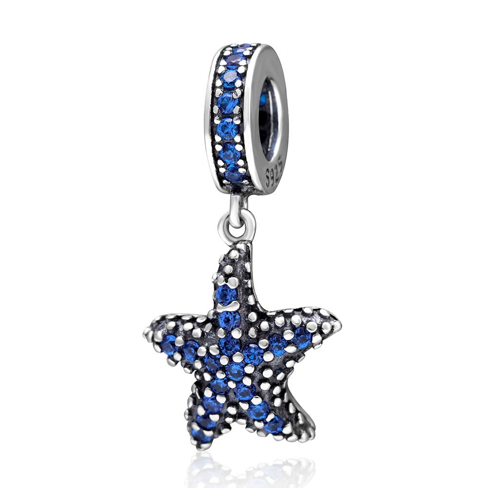 925 Sterling Silver Starfish Charm Ocean Charm Fish Charm Birthday Charm for Pandora Charm Bracelet (Starfish)