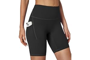 IUGA Biker Shorts Women Tummy Control 8" Workout Gym High Waisted Running Yoga Compression Spandex Shorts Women with Pockets