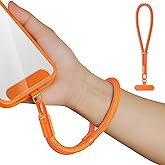 saxsion Lanyard for Phone, Self-Locking Phone Wrist Strap with 0.4mm Ultra-Thin Clip & 360° Hook, Anti-Drop Strap (Orange)