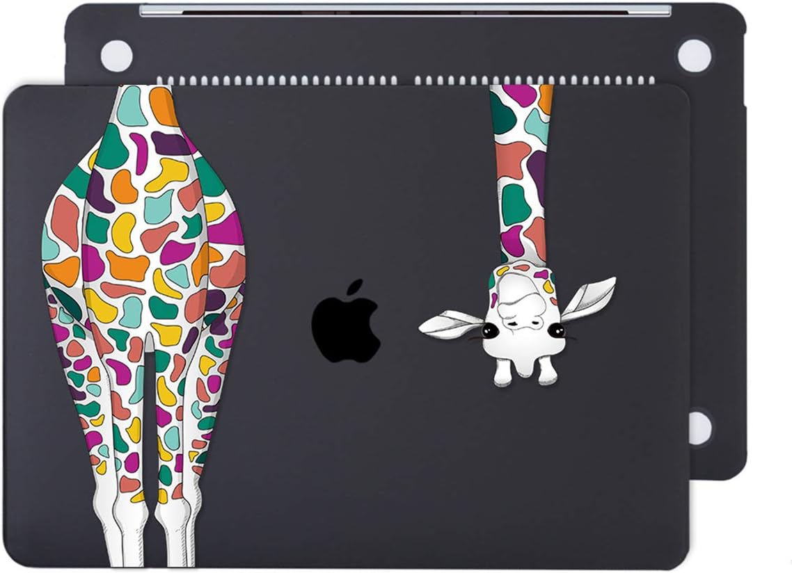 Mektron MacBook Pro 13 Cover A2159 A1989 A1706 A1708 (2016-2019 Release), Matte Black Colorful Giraffe Hard Case Shell for MacBook Pro 13 inch Case w/Touch bar