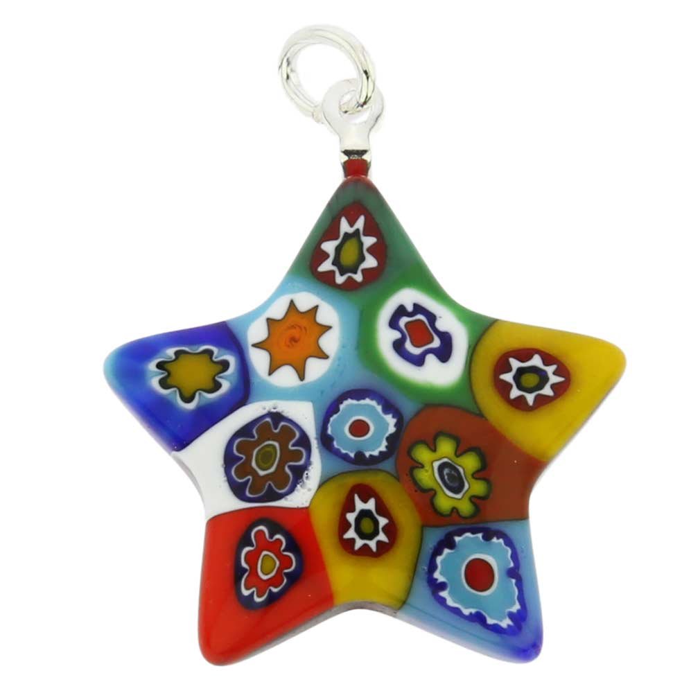 Glass Of Venice Murano Glass Millefiori Star Pendant - Multicolor