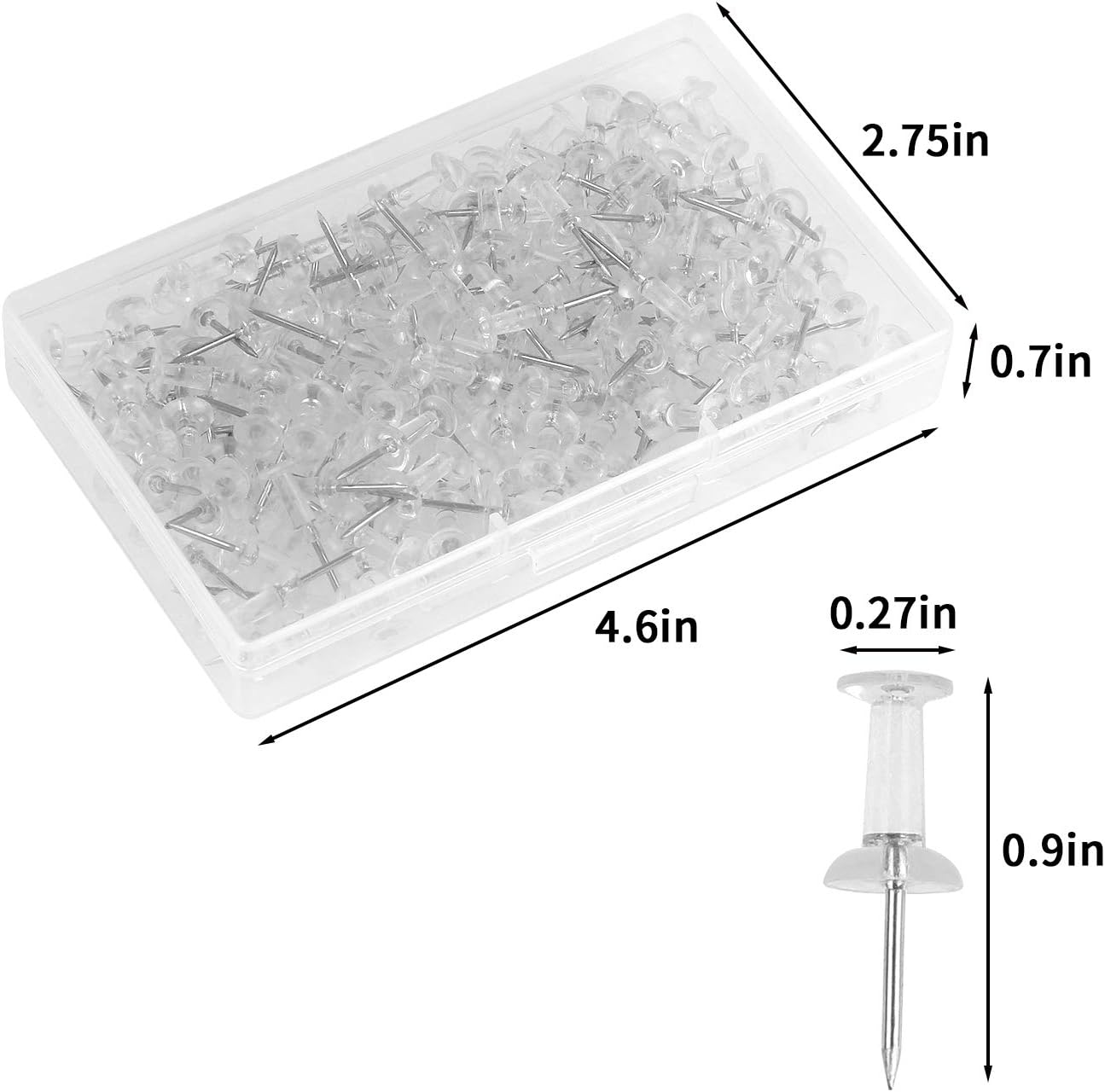 SULOLI Push Pins Clear Acrylic Head Silver Thumb Tacks IShaped Needle