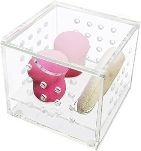 ZZ Lighting Great Ventilation Clear Acrylic Beauty Sponge Blenders Organizer Comestic Sponge Puff Storage(Small)