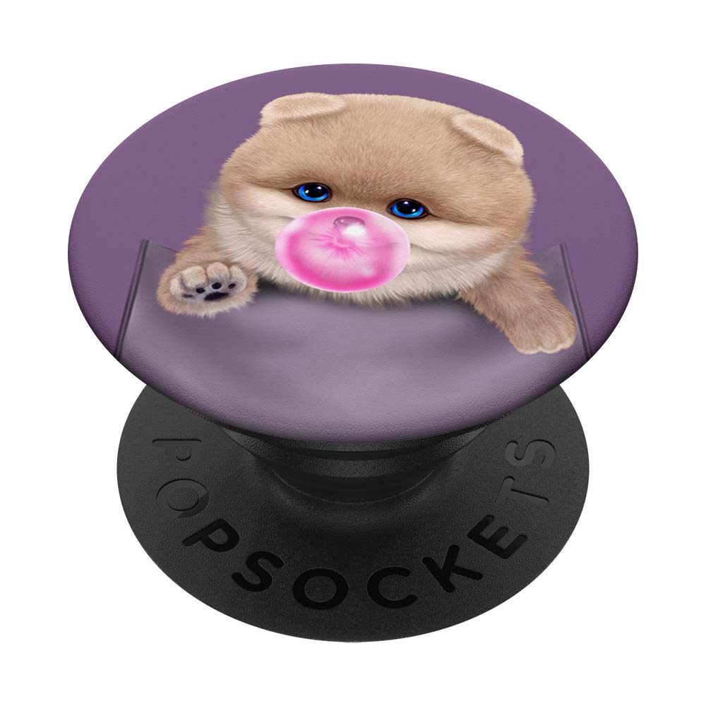 Cream Pomeranian Dog in Pocket with Bubble Gum PopSockets PopGrip: Swappable Grip for Phones & Tablets
