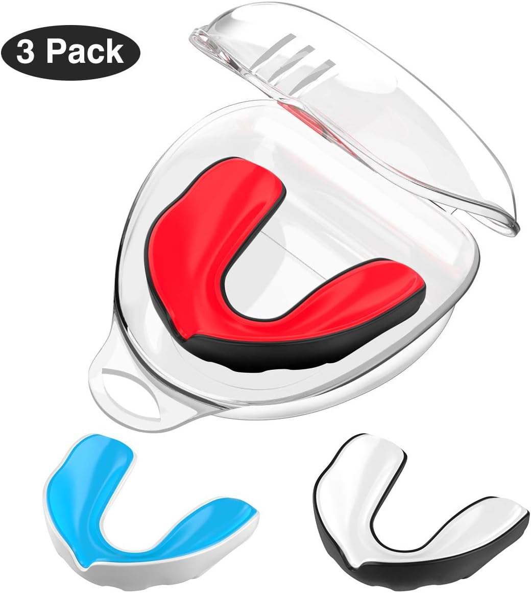 Rhino Valley Sport Mouthguard with Vented Case, for Youth and Adult, [3 Pack] BPA Free, Upper and Lower Teeth Protection, Fit Athletic Mouth Guards for MMA, Boxing, Taekwondo, Hockey and Other Sports : Sports & Outdoors