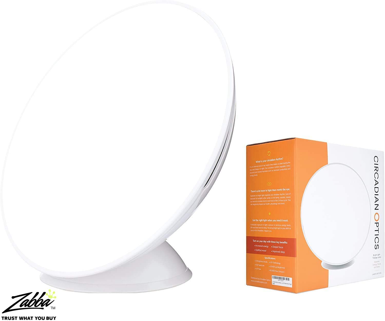 Circadian Optics Lampu Bright Light Therapy Desk Lamp | As Seen On Shark Tank | Ultra Powerful 10,000 LUX Brightness | 5500K Color Mimics Noon Day Sun | Improve Your Mood, Sleep, Energy & Focus