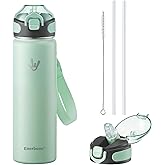Enerbone 24 oz Insulated Water Bottle, Stainless Steel Bottle with Carrying Strap, Double-Wall Vacuum Insulation Design, Leakproof Sports Bottle with Straw, Keep Drinks Cold or Hot for Hours