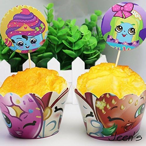 Shopkins Cupcake toppers and cupcake wrappers(12 sets ) ,Shopkins Party decoration,kids party decoration,kids Cupcake toppers