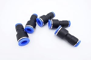 IVLPHA Push to Connect Fitting 3/8" Tube OD x 1/4" Tube OD Reducer, Pneumatic Air Water Straight Union Two Way Connector/Coupler (Pack of 5)