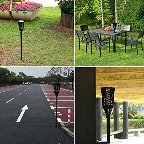 Solar Light Waterproof Flickering Flames Torches Lights 96 LED Flame Lights Flickering Torches for Outdoor security torch light Decoration for Patio Driveway Garden Landscape Path Lighting 2 PACKING