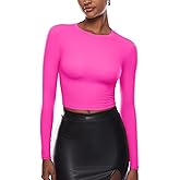 INLYRIC Women's Inbarely Soft Long Sleeve Tops Crew Neck Slim Fit Double Lined Basic Casual Going Out Y2K Tees Shirts