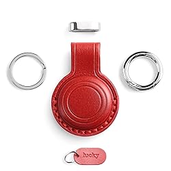Jayanes Genuine Leather AirTag Holder Keychain