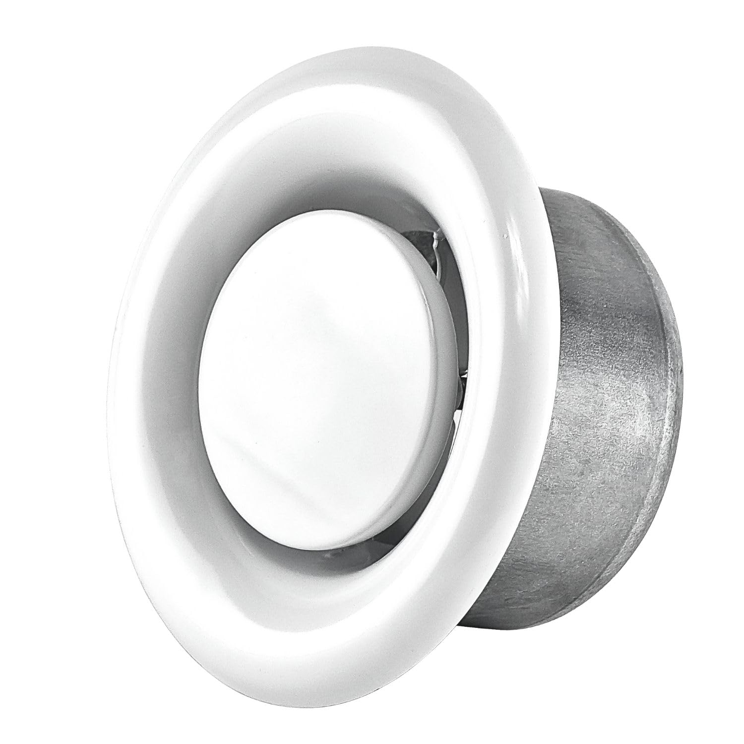 Steinberg14 White 80mm Air Exhaust Valve - 3 inch Extractor Fan Vent Cover - Round Adjustable Air Vent - Bathroom Diffuser - Wall Vent Cover - Ceiling Metal Ventilation Grille