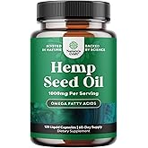High Absorption 1000mg per Serving Hemp Seed Oil Capsules - Vegan Omega 3 6 9 Supplement with Essential Fatty Acids for Joint Support Relaxing Mood and Skin Health - Halal Non-GMO - 120 Count