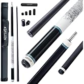 KONLLEN 2.0 Carbon Fiber Pool Cue, Low Deflection, Pro Taper Shaft | 58 Inch, 19oz, Handcrafted Ebony Wood Inlay, Premium Cowhide Grip, 11.8/12.5mm Tip Options, Multiple Cue Set Options