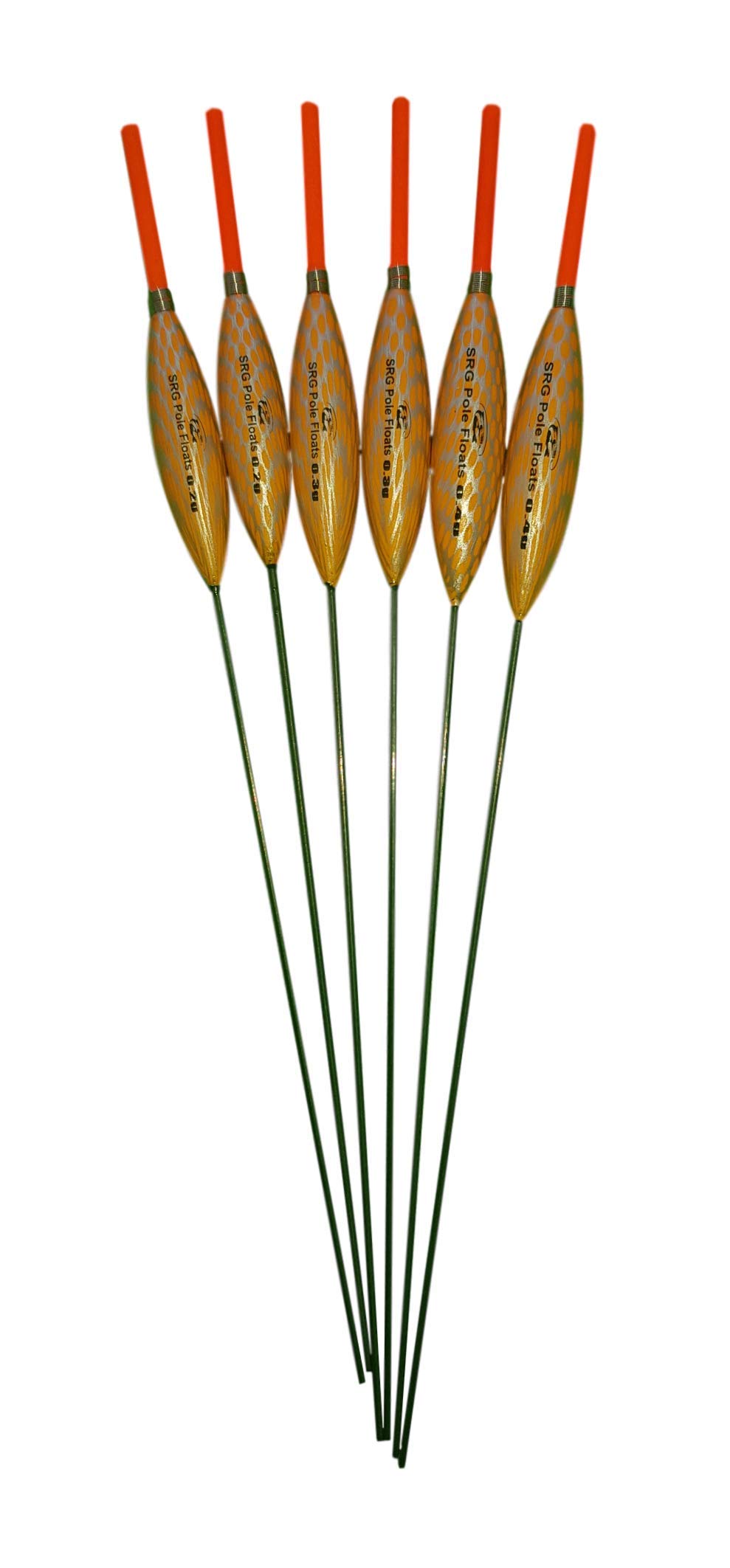 SRG Pole Floats SRG005 Pack of 6 x Pole Floats Chianti Nitinol Stem Red Tip (2 x 0.2g / 2 x 0.3g / 2 x 0.4g)