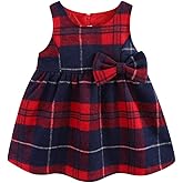 Mud Kingdom Little Girls Sleeveless Dress Plaid Faux Wool Holiday Merry Christmas Loose Fit Cute Bow