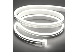 Meijiajia LED Neon Strip Lights, 6500K White 12V/16.4ft, Flexible Diffuser, Cuttable & Bendable Waterproof Silicon, for Decor, Indirect Lighting & Sign Custom. [Power Adapter not Included]