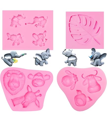 OURASHERO Giraffe Silicone Chocolate Molds 2-Pack - Pink & Blue Giraffe Shape Molds For Cake Decor, Candy, Clay - Baptism & Baby Shower Supplies