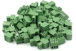 Hxchen 3-Pin 300V KF2EDGK 3.5mm Pitch PCB Screw Terminal Block Connector Green - (50 Pcs)